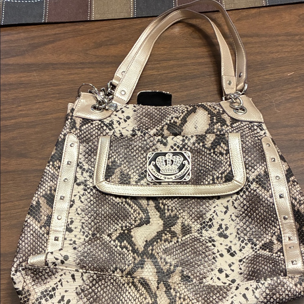 Juicy Couture Snakeskin Shoulder Bag in Cream and Brown